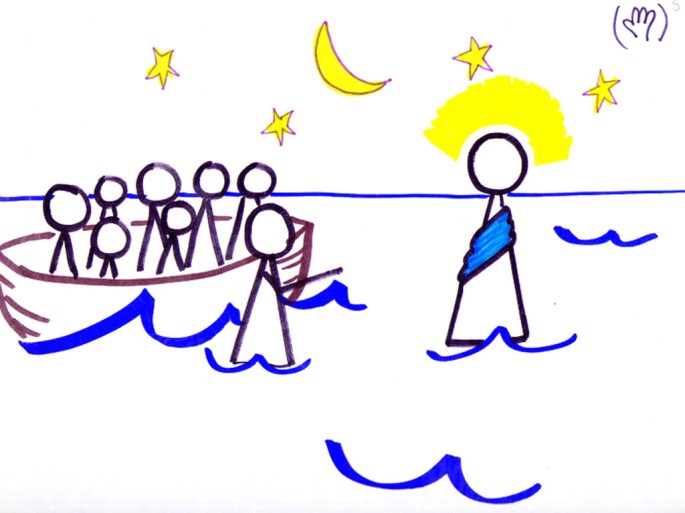 Jesus on the water with peter